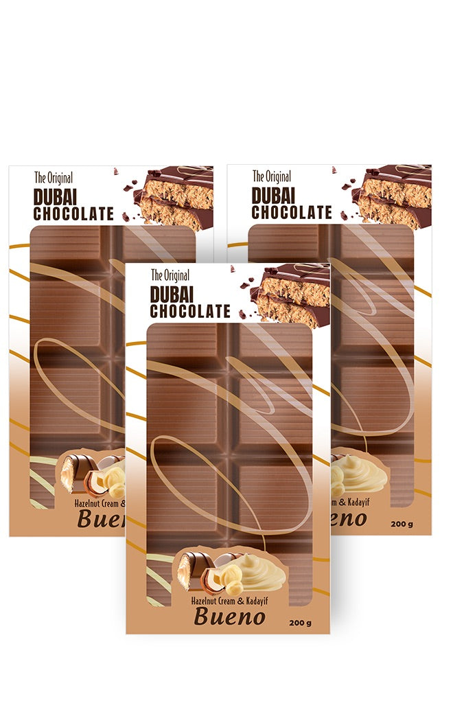 The Original Dubai Chocolate Hazelnut Cream and Kadayif Bueno 200 g ( 3 x Packet )