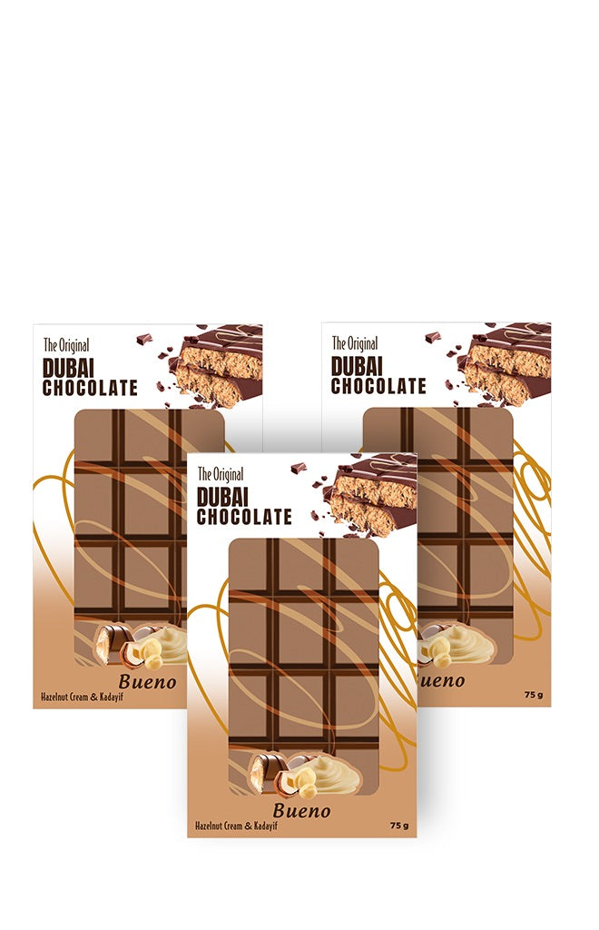 The Original Dubai Chocolate Hazelnut Cream and Kadayif Bueno 75 g ( 3 x Packet )