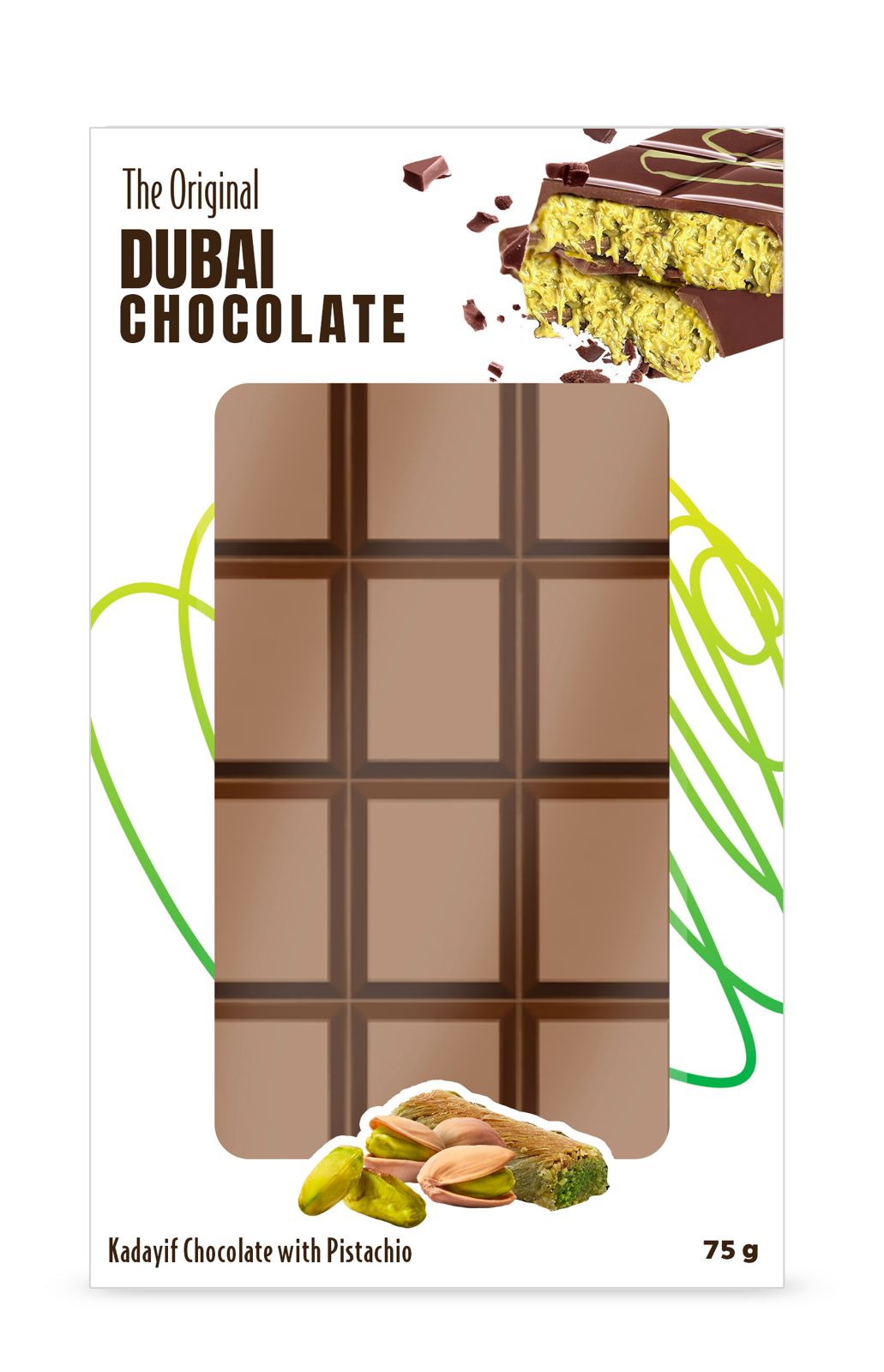 The Original Dubai Chocolate Kadayif and Pistachio 75 g