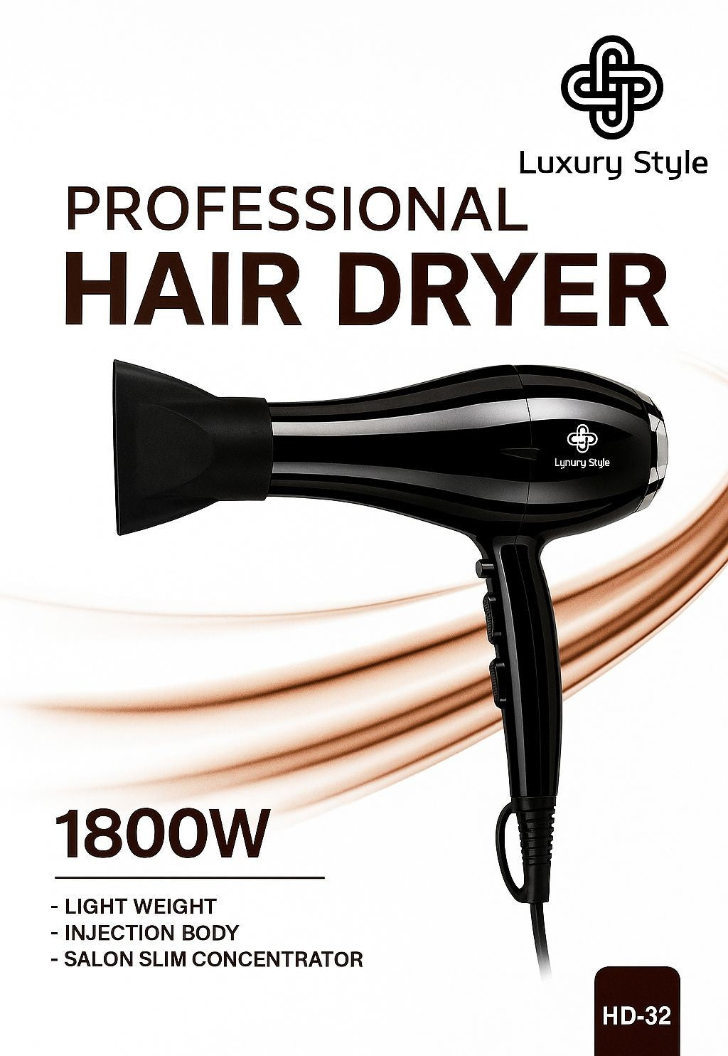 Luxury Style Professional Hair Dryer 1800W HD-32 ( Colis 8 PCS )