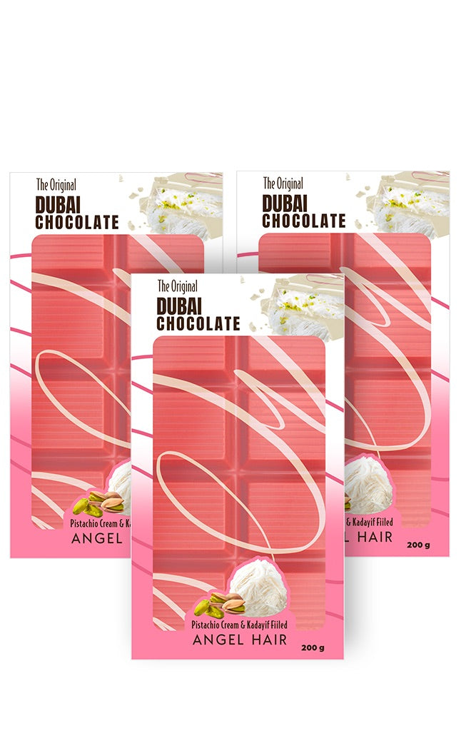 The Original Dubai Chocolate Angel Hair Pistachio Cream and Kadayif 200 g ( 3 x Packet )