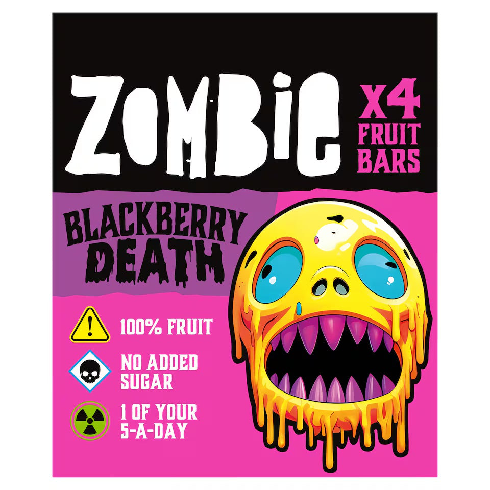 Zombie Blackberry Death Fruit Leather Bars 4 x 25 g ( Colis 12 PCS )