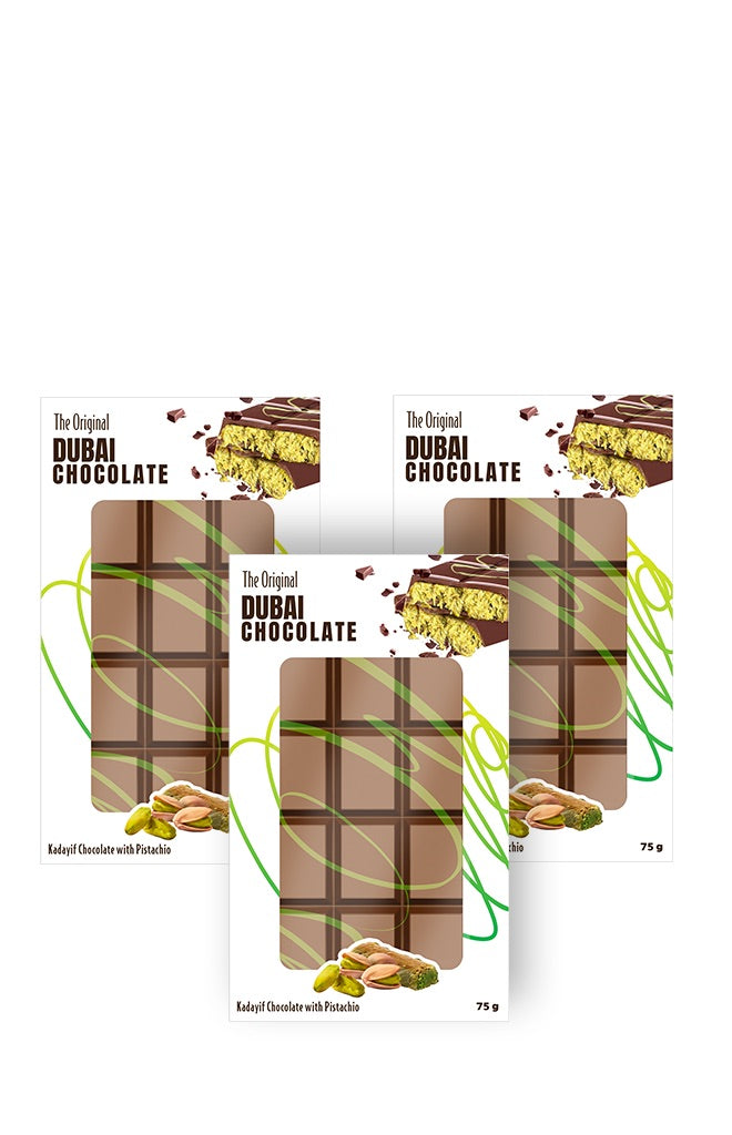 The Original Dubai Chocolate Kadayif and Pistachio 75 g ( 3 x Packet )