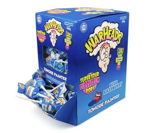 Warheads Blue Rasberry Bubblegum Pop 21 g ( Colis 100 PCS )