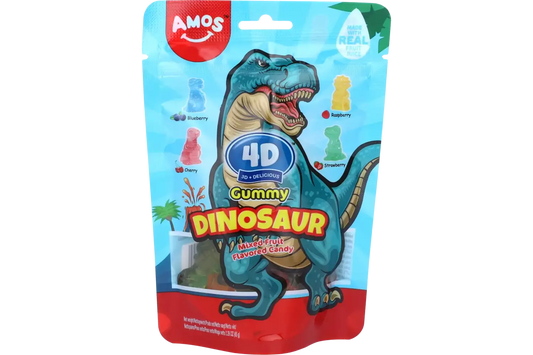 Amos 4D Gummy Dinosaur Fruity 65 g